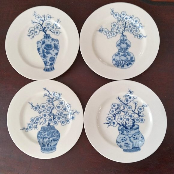 Fitz & Floyd Chinoiserie In Glaze Blue Salad Plates, Set of 4 - Picture 1 of 7